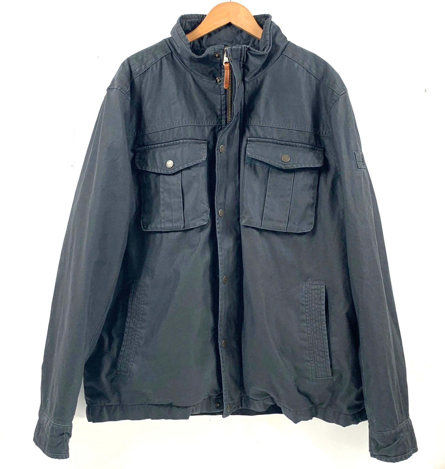 Fat Face Wax Style Cotton Jacket 2XL Mens Navy Blue Field Utility Pockets Chore