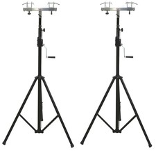  2 DJ Pro Lighting 10 Foot Crank Light Stand  2 Square Truss T-Bar Adapter