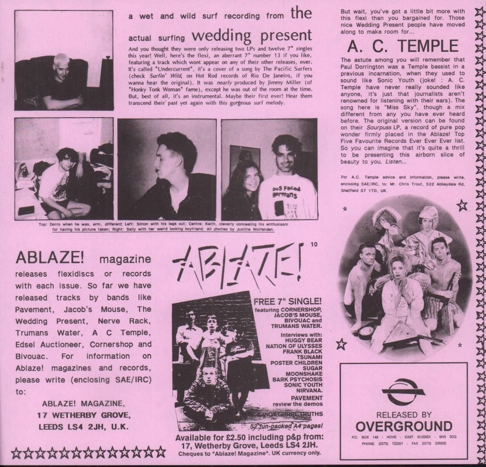 A.C. Temple / Hochzeitsgeschenk Miss Sky / Undercurrent 7" Vinyl UK Ablaze 1993