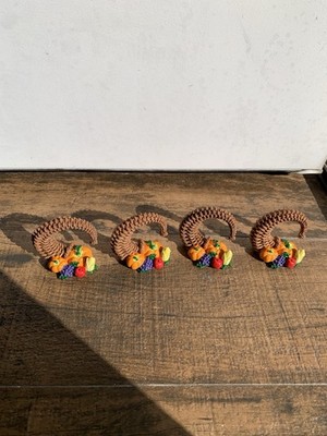 Thanksgiving Cornucopia Napkin Rings Holders Set of 8 Resin Harvest Fall Autumn
