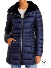 Save The Duck Iris Faux Fur Collar Puffer Coat Quilted Ultra Light Jacket Small