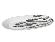 Piatto da portata MARINA SARDINE Pesci 41x19cm Bianco Grigio Ceramica Virginia Casa