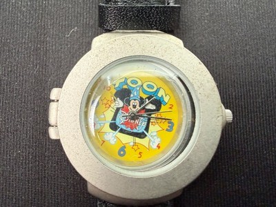 Vintage Disney TOON Sorcerer Mickey Mouse Pop-Up Spring Watch 1998 Leather Band