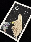 ACEO Original Art - Ghost, Moon, Stars, Dark Art - Acrylic - 2.5x3.5 by M.A.R — photo 2
