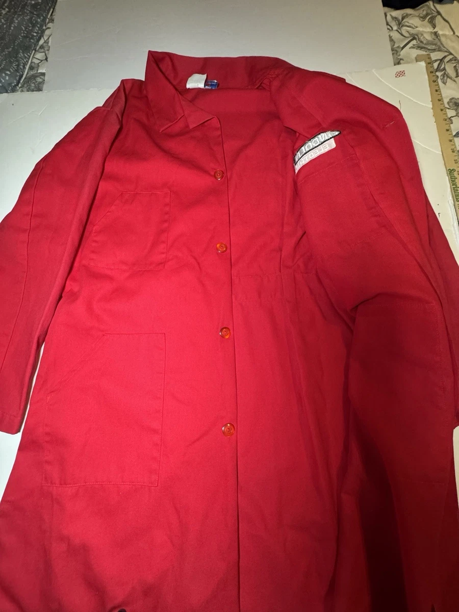 Vintage Lincoln Electric Uniform Jacket Shop Overcoat Sz XL Red Welder Workwear