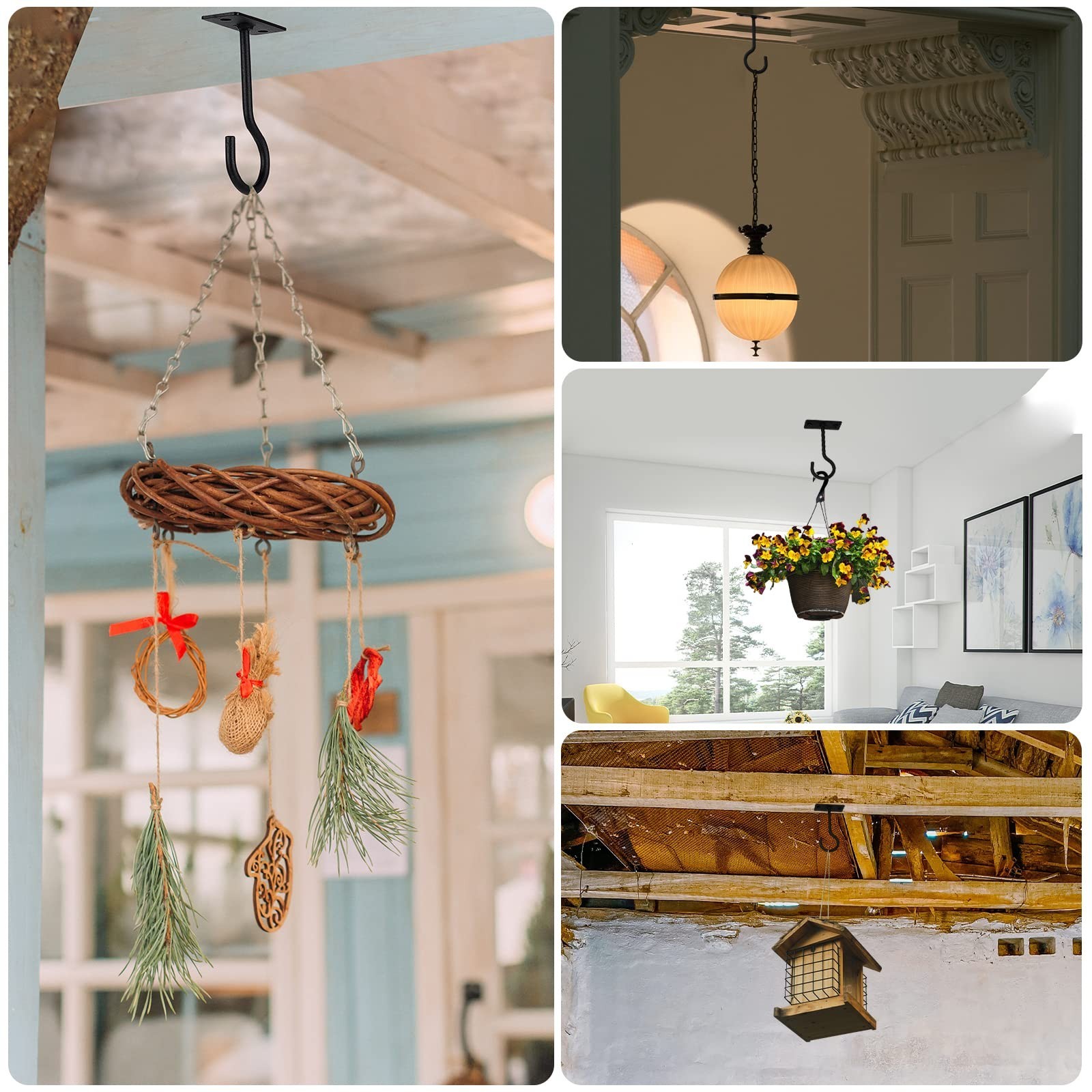 4in 2Pack Wall Hook for Hanging Plant Bracket Black 4in&2Pack