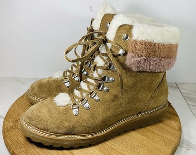 Splendid Evita Womens Suede Faux Fur Hiking Boots Grey Size 8.5M