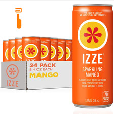 IZZE Sparkling Water Juice Beverage Blend, 8.4 Fl Oz Pack of 24 , Orange