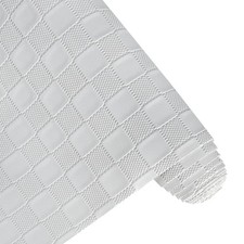 ONEART | Vinilo artesanal de cuero sintético en relieve a cuadros blancos 16" x 54",