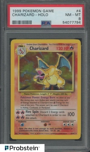 1999 Pokemon Game #4 Charizard Holo PSA 8 NM-MT