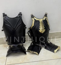 Medieval Dark Knight Breastplate Cuirass Armor with Gold Accents