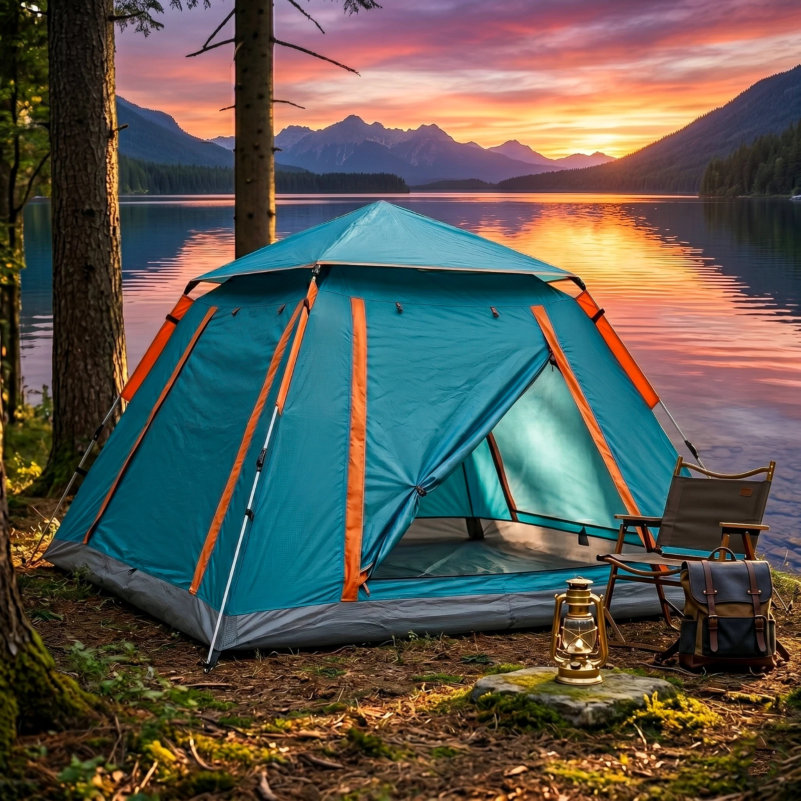 4-5 Person Pop Up Camping Tent Waterproof Instant Family Dome w/ Mosquito Net