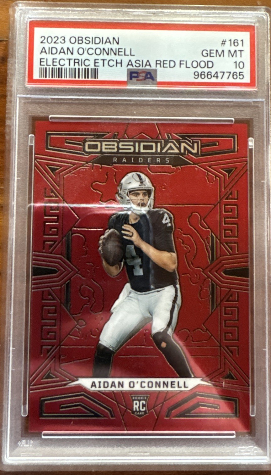Aidan O'Connell Panini Obsidian #161 Electric Etch Asia Red Flood