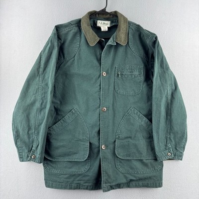 Vintage LL Bean Barn Chore Coat Jacket Mens Large Green Canvas Made in USA 90s 