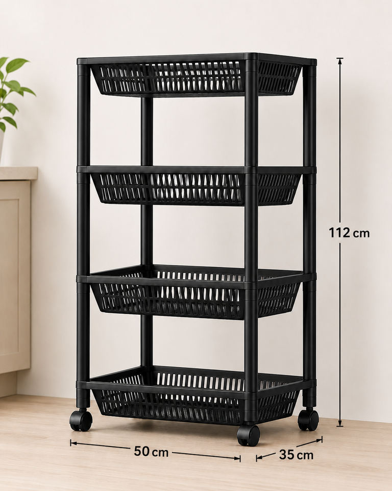 Veg Storage Rack STRONG 4 TIER VEGETABLE RACK FRUIT STORAGE KITCHEN UTILITY STACKING ...