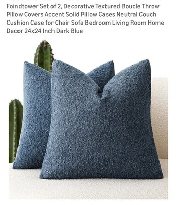 Foindtower Blue Ashes Textured Boucle Throw Pillow Covers-Set Of 2-NEW ORG PKG