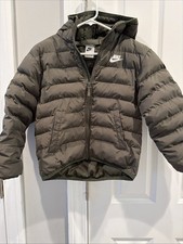 Nike Youth Hooded Puffer Jacket Dark Green Size Small- Free Ship