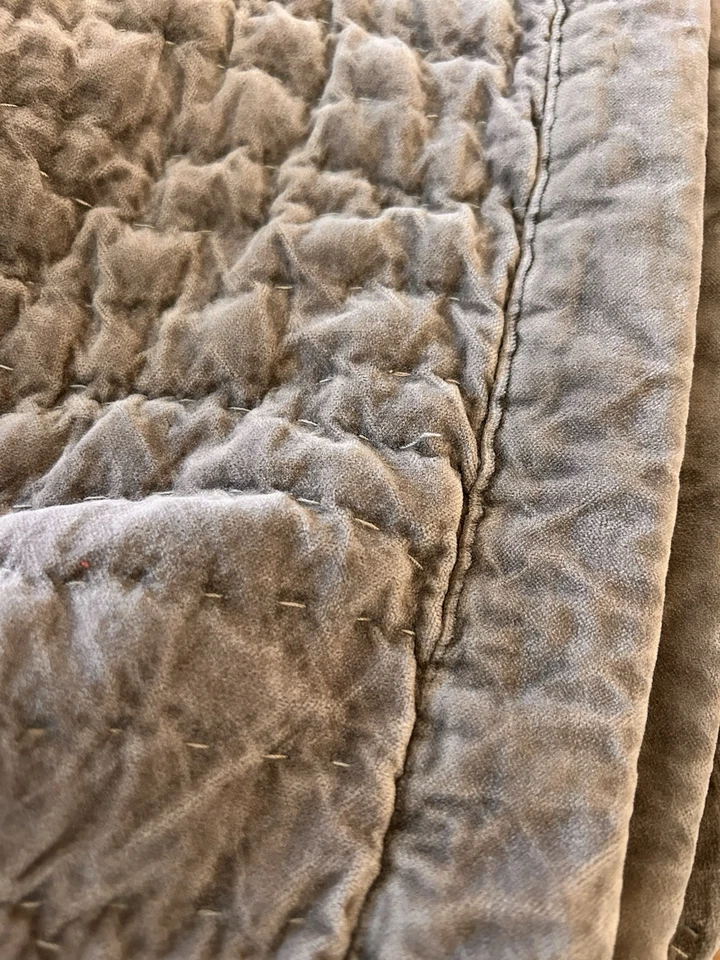 Pottery Barn Washed Velvet Handcrafted FULL/QUEEN Quilt Mochaccino NWOT OB READ - Image 4 of 4