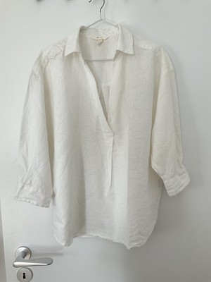 Weisse Oversized Bluse Gr S Passt Auch M Leinen Baumwolle