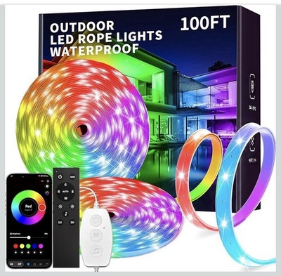KSIPZE 200FT Outdoor LED Strip Lights Waterproof IP68 App Remote Music Sync RGB