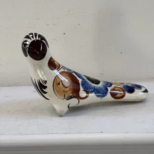 Tonala Bird Hand Painted Mexican Pottery Vintage Folk Art Duck Pigeon Bird