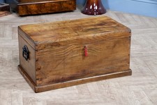 Antique Solid Elm Joiner Cabinet Maker’s Toolbox Chest Coffee Table Locking 1900