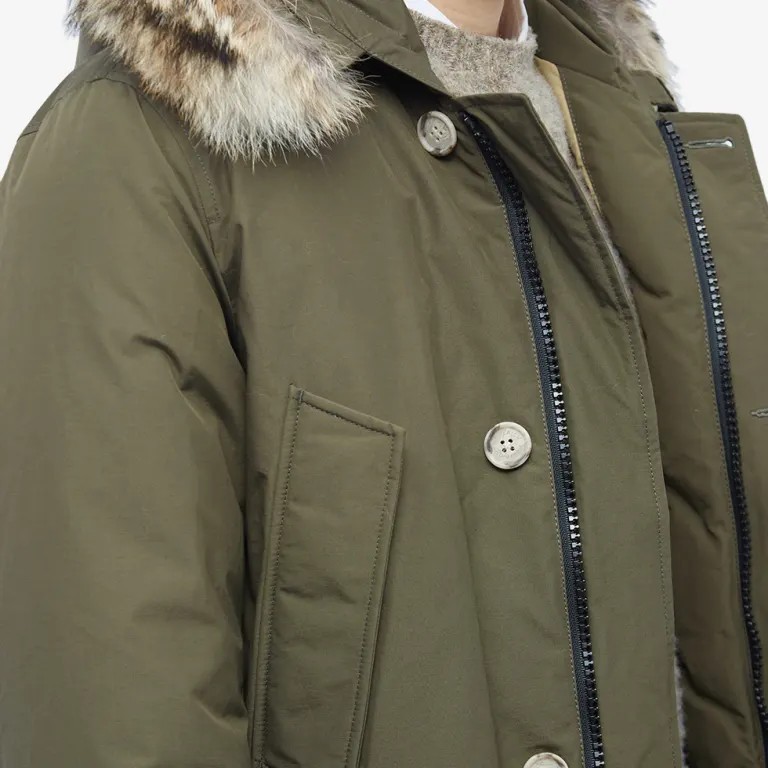 Woolrich Arctic Parka In Ramar With Detachable Fur Trim Dark Green image 6