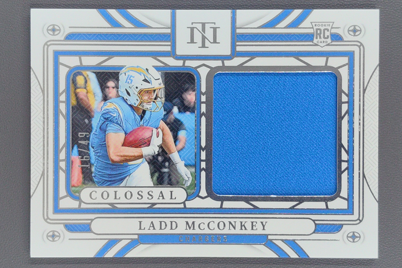 2024 Panini National Treasures Ladd McConkey Colossal Materials Jersey RC /49