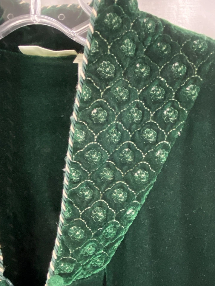 ADONNA Bata Mujer Mediana Verde Esmeralda Terciopelo Casa Abrigo De Colección Cremallera Oculta Foto 4 de 4