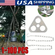 Outdoor Camping Tripod Portable Cooking Campfire Pot Holder Hook Picnic Durable
