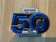 Seattle Seahawks 50th Anniversary Patch TPU Plastic Metallic Silver New