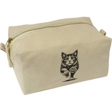'Scared Cat Running' Canvas Wash Bag / Makeup Case (CS00043250)
