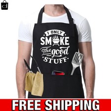 Funny BBQ Aprons for Men, BBQ Aprons Cooking Grilling Apron with 2 Pockets