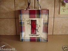 LONGABERGER PAPRIKA PLAID CARDINAL SMALL FRONT POCKET TOTE BAG NIP FREE SHIPPING
