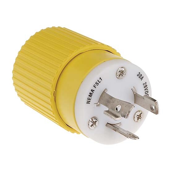 Hubbell HBL328DCP, 30A, 28v Electric Fishing Reel Plug.