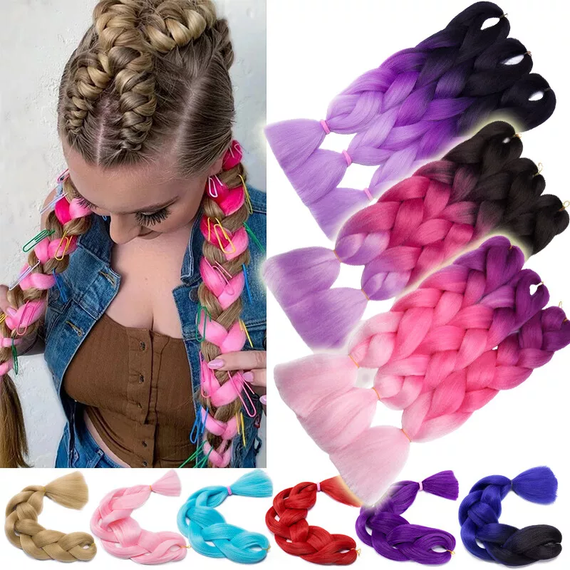 Ombre Jumbo Braids Coloured Hair Extensions Synthetic Braiding Twist for  Gilrs 4