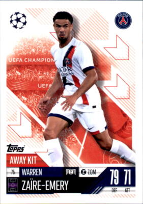 Champions League EXTRA 2024/25 Trading Card 75 - Warren Zaïre-Emery - Away Kit