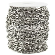 Cable Chain - 5x7mm Link - Platinum Color - 30 100 Feet - Bulk Craft Spool