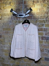 Chanel Pearl Boucle 4 Pocket Jacket Coat Fr38 1999 Spring 99p Pink Tweed Barbie