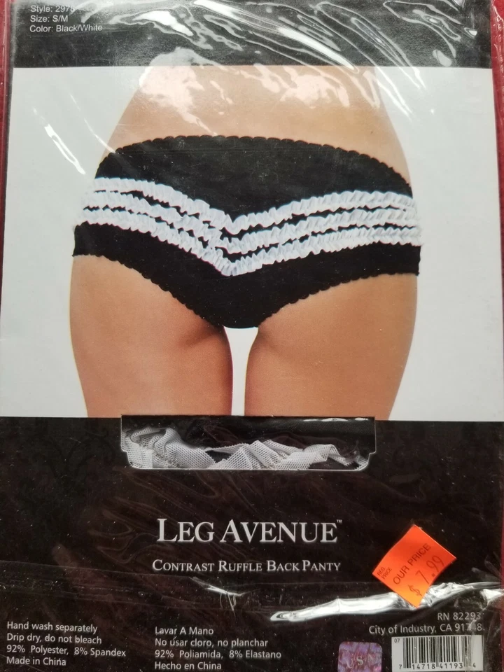 Panty trasero con volantes en contraste Leg Avenue talla S/M  Foto 2 de 3