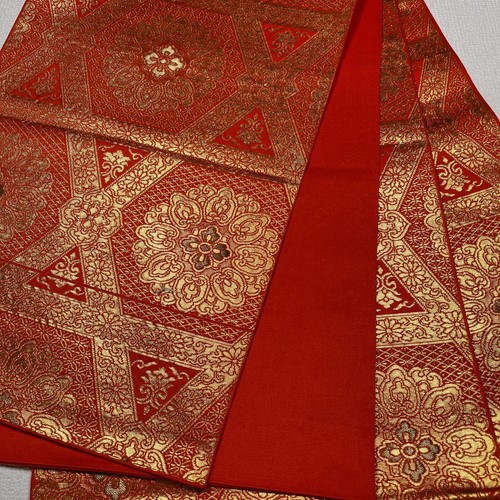 K3012234 Fukuro Obi Seda Japonés Oro Rojo K24 Hoja de Oro Puro Obi - Imagen 3 de 8