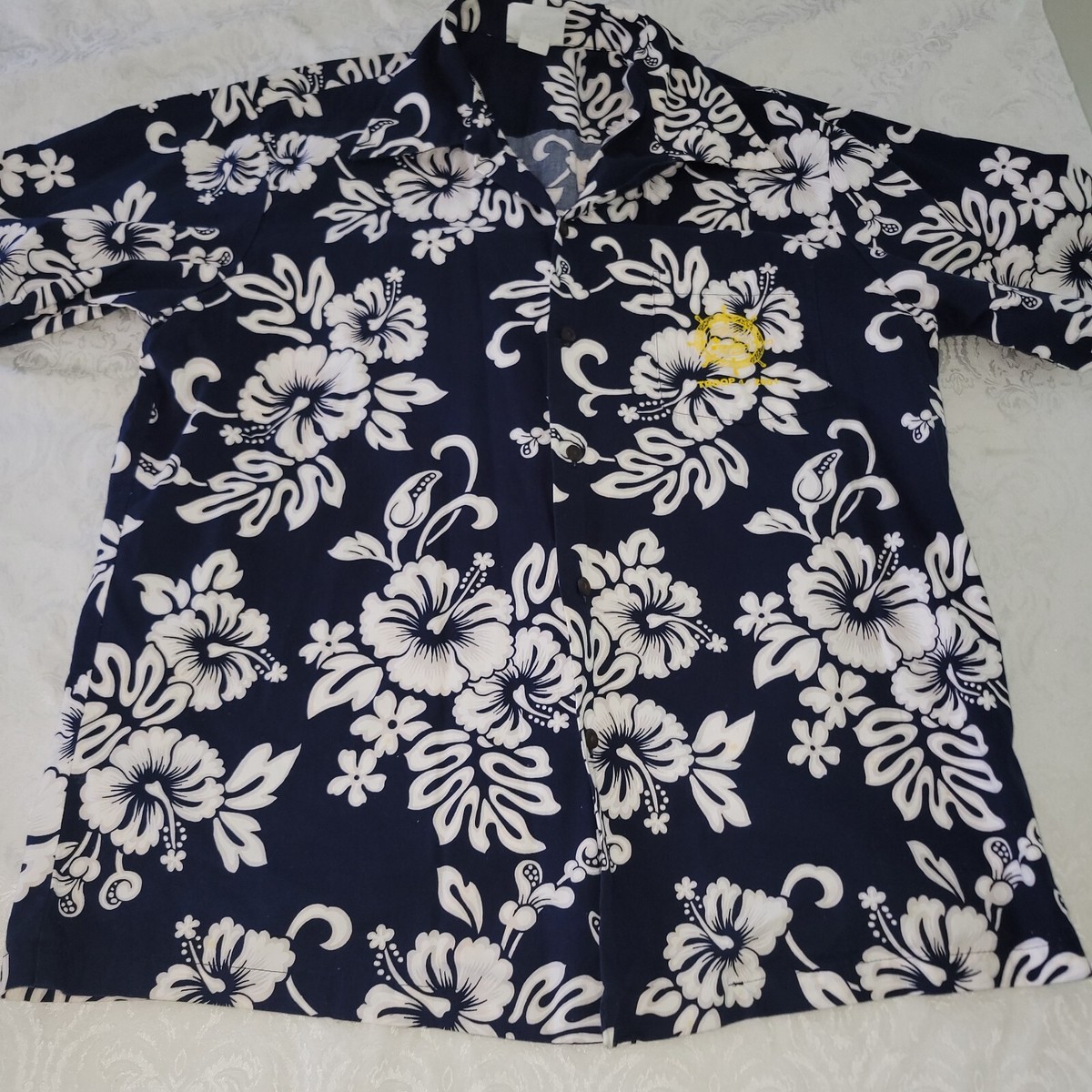 Vintage Paradise Forever Hawaii Shirt Large L Blue Floral Mens