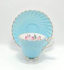 Aynsley England Bone China Roses Teacup & Saucer Set