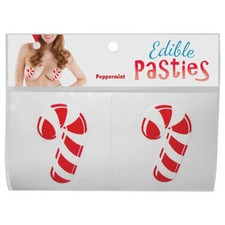 Edible Body Pasties Nipple Covers Holiday Theme Candy Cane 2 Per Pack Peppermint