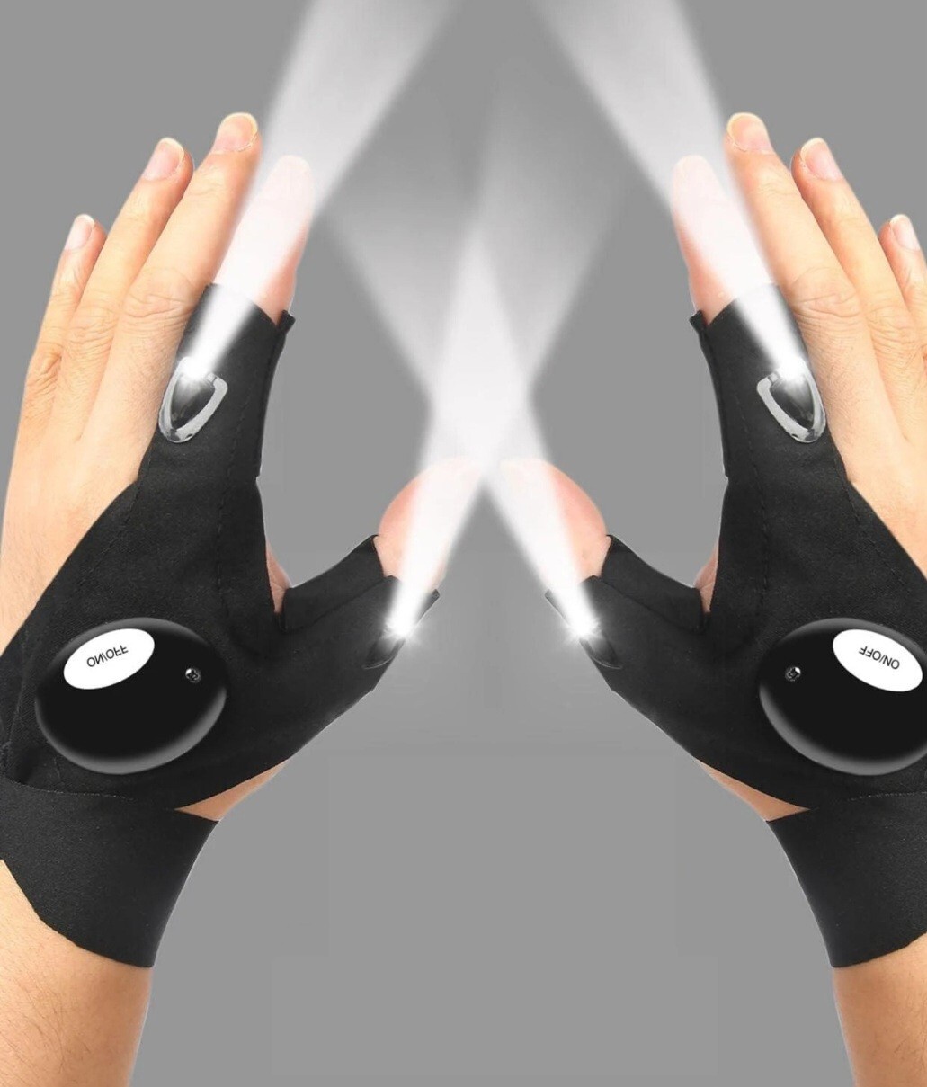 Gloves Light LED 1 Pair Flashlight Tools Fishing Outdoor Gear Rescue Torch UK-image