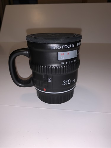 Camera Lens Coffee Cup Mug Black Photography Bitten Into Focus 310ml Camera Lid - 第 1/6 張圖片