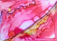 Original Painting 5x7" sky sunrise pink abstract by Lynne Kohler