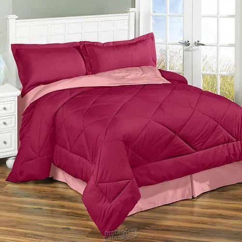 All-Seasons Reversible Comforter Set Berry Blush King Size 2 shams - Image 2 of 2