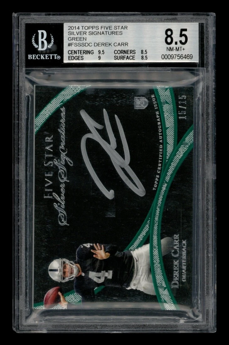 Derek Carr Topps Five Star Silver Signatures #DC Green