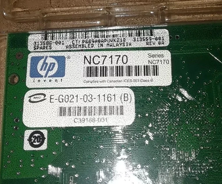 HP 313586-001 NC7170 DUAL ETHERNET PCI-X ADAPTER 313559-001 - Image 4 of 4
